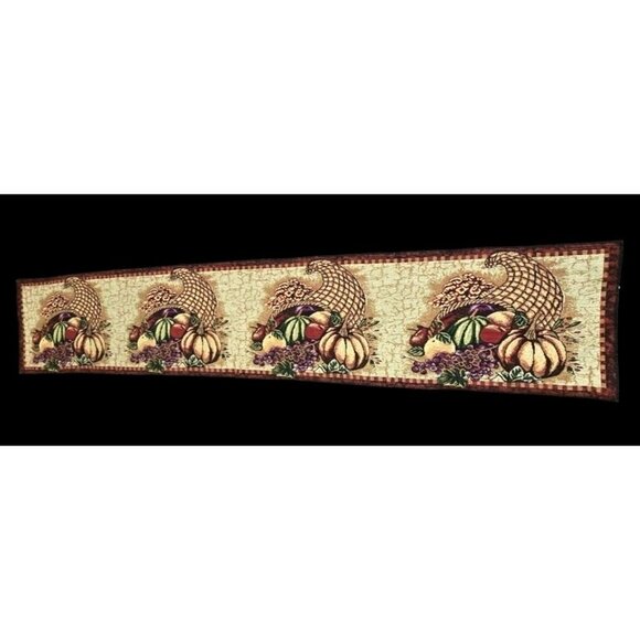 Thanksgiving Cornucopia Table Runner Tapestry 68" X 12" Harvest Fall Decor - Picture 3 of 7